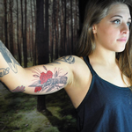 Tattoos - Red Roses and Bone-Handled Knife. Instagram @MichaelBalesArt - 125160